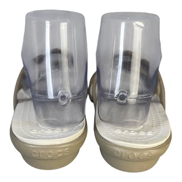 Crocs Women’s Sanrah Circle Slide Sandals In The Color Oyster/Khaki ColorWay 7 - Picture 5 of 9